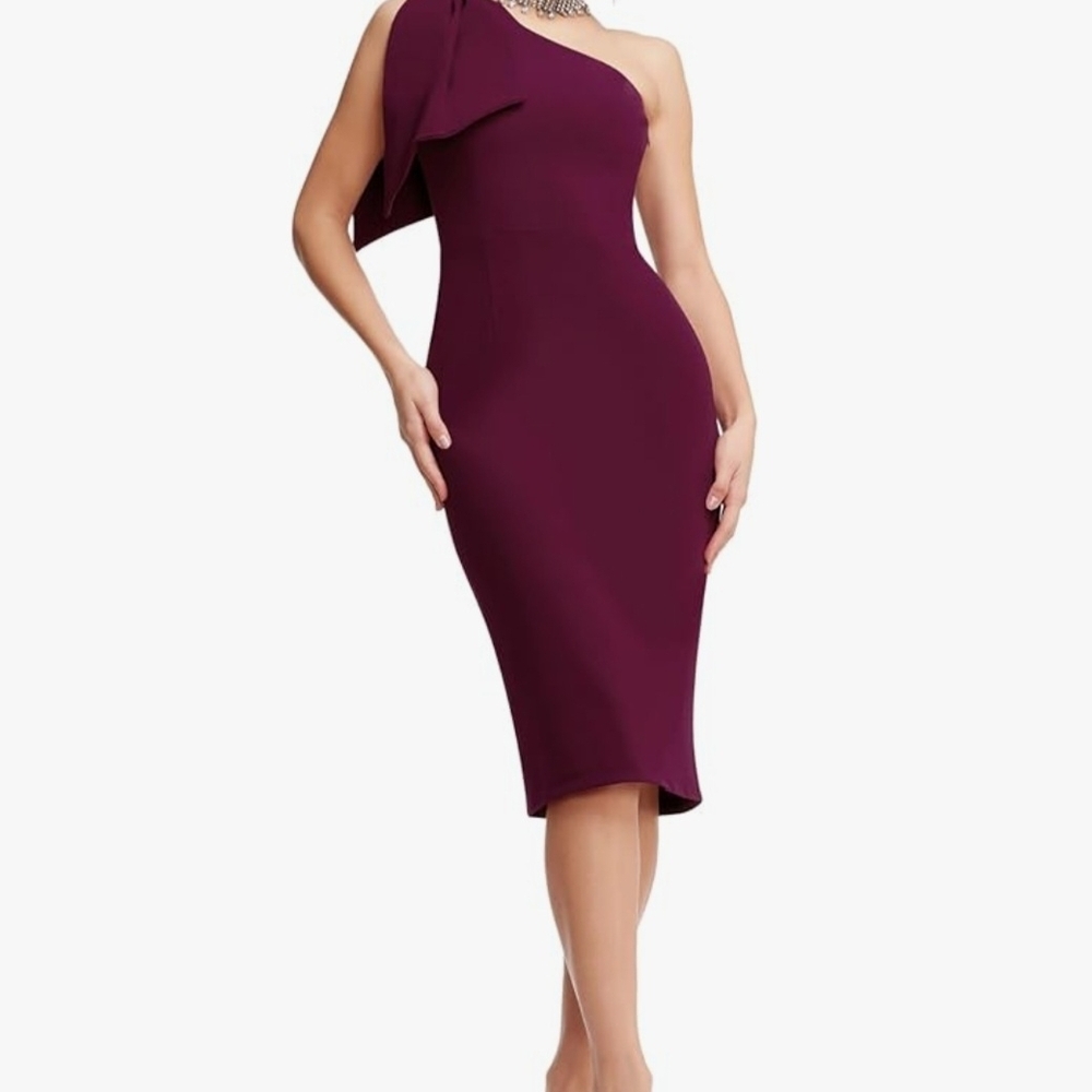 Dress the Population One-Shoulder Plum Dress